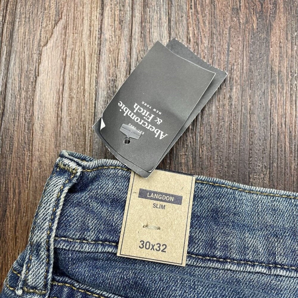 Abercrombie & Fitch Jeans Men's 30W 32L Blue Athletic Slim Fit Stretch 30x32 - Picture 6 of 11